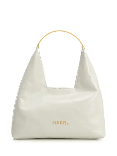 Marni Trapeze Mini Grey Leather Handbag In Neutral