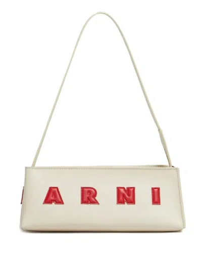 Marni Trapezoidal Calf Leather Shoulder Bag In Multi