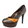 Marni Tri Color Satin Platform Pumps In Multi