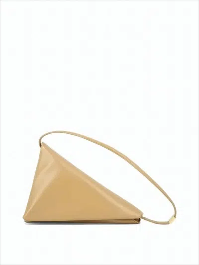 Marni Triangular Geometric Tote Bag In Smooth Calf Leather In White
