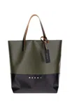 Marni Tribeca Leatherette Tote Bag With Embossed Trim And Logo Detail In Gray