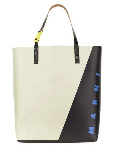 Marni 24fw Shoulder Bag For Men In Classic White In Shell Black