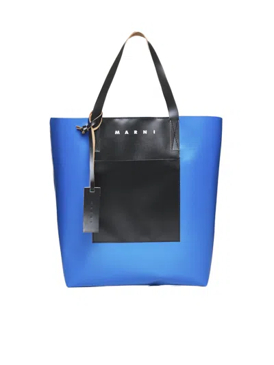 Marni Tribeca Shopping Bag In Royal Black Black