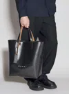 Marni Tribeca Logo-print Faux-leather Tote Bag In Black