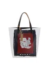 Marni Men Tribeca Tote Bag In Lily White/black/hot Red