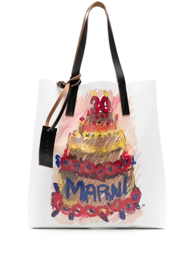 Marni 30th Anniversary Tote Bag In White