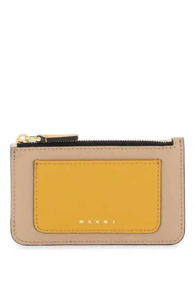 Marni Tricolor Zippered Cardholder In Mixed Colours