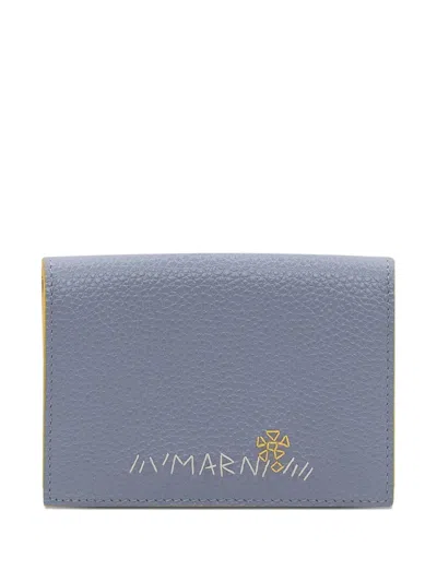 Marni Trifold Leather Wallet In Blue