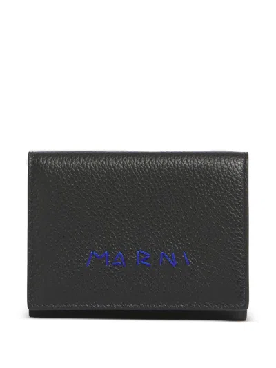 Marni Triple Stitch Wallet With Logo In Black