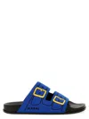 Marni Embroidered Slip-on Slides In Blue