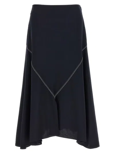 Marni High-waist Midi Asymmetric Skirt In Blue