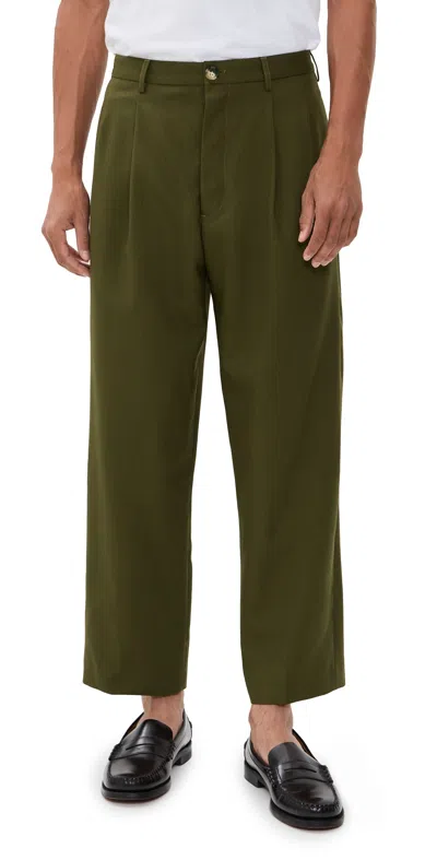 Marni Tropical Wool Cropped Trousers Deep Sage