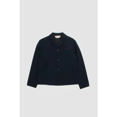 Marni Tropical Wool Embroidery Jacket Blublack In Blue