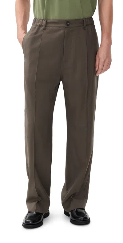 Marni Tropical Wool Pleated Pants Truffle In Blue