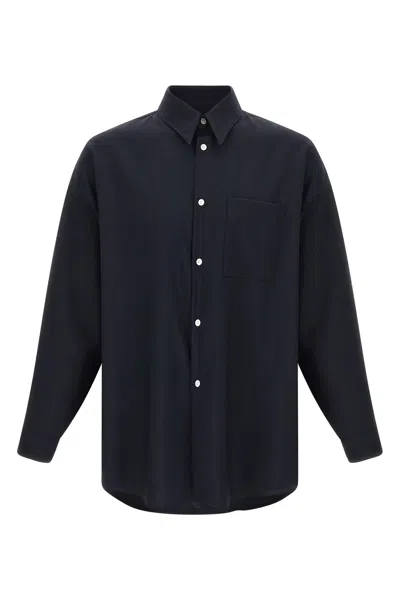 Marni Tropical Wool Shirt Button Down Collar In Blue