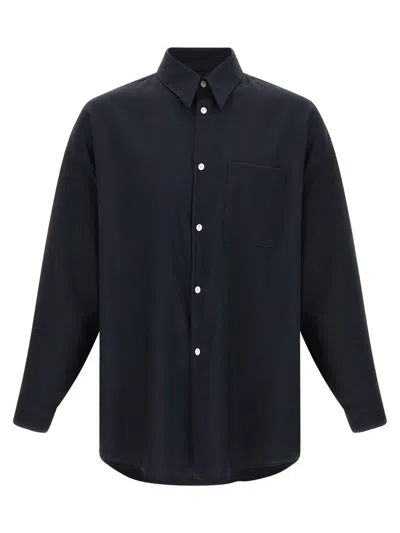 Marni Tropical Wool Shirt Button Down Collar In Blue