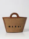 Marni Tropicalia Bag In Leather And Raffia In Brown