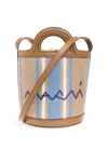 Marni Striped Shoulder Bag With Adjustable Strap And Handles