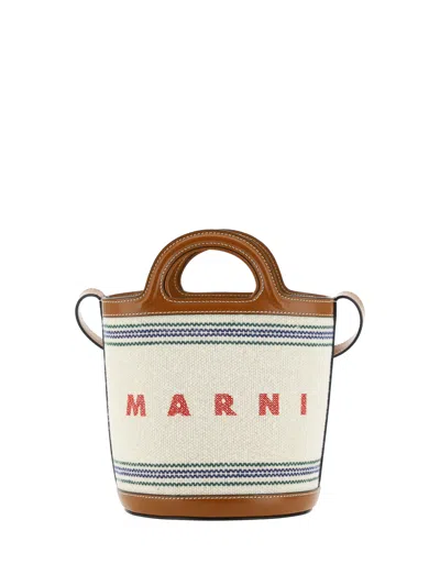 Marni Tropicalia Mini Bucket Bag -  - Cotton - Beige In Bianco
