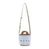 Marni Tropicalia Bucket Handbag In Light Blue Faux Fur In Blue