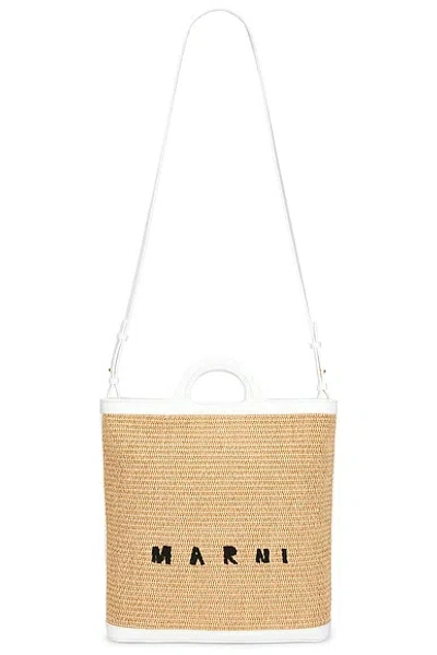 Marni Tropicalia Raffia Effect Crossbody Bag In Sand Storm,whit