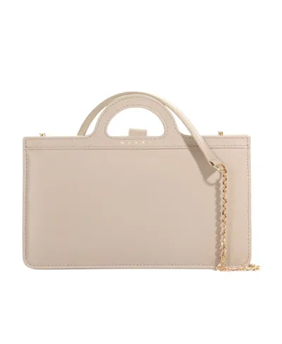 Marni Tropicalia Debossed-logo Leather Bag In Nude