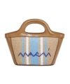 Marni Tropicalia Micro Leather And Embroidered Striped Faux Raffia Tote In Nude