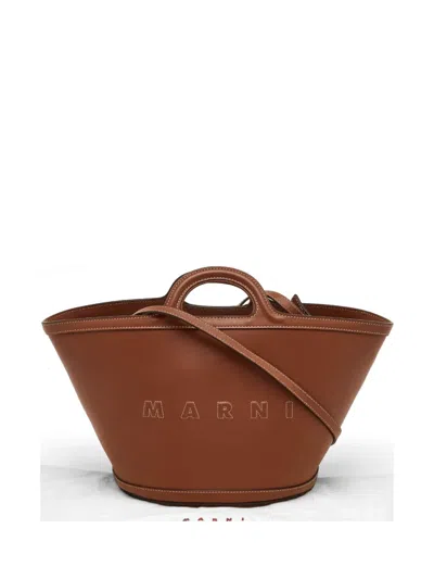 Pre-owned Marni Tropicalia Embroidered Tote Bag In Brown
