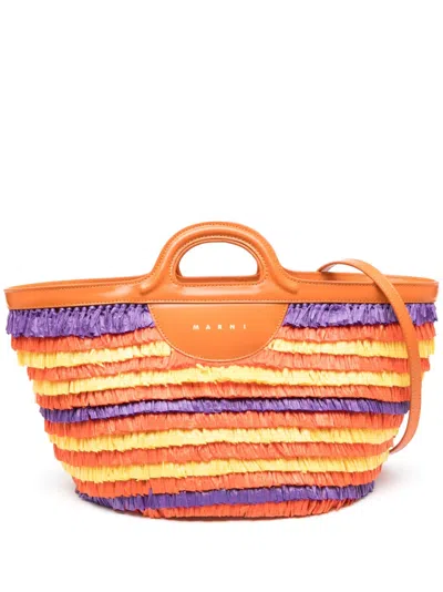 Marni Tropicalia Fringed Bag In Orange