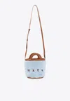 Marni Tropicalia Bucket Handbag In Light Blue Faux Fur In Blue