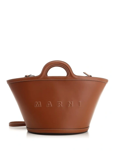Marni Tropicalia Hand Bag In Marrone