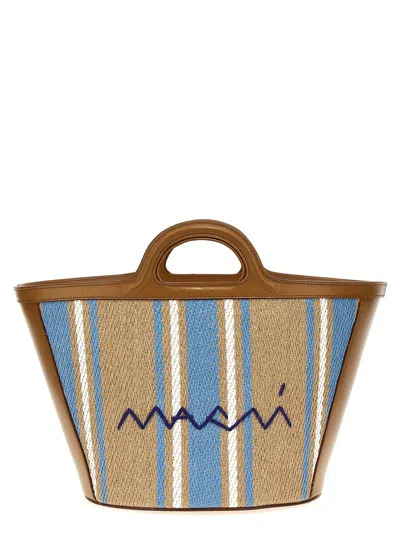 Marni Trapezoidal Handbag With Textured Fabric In Multi