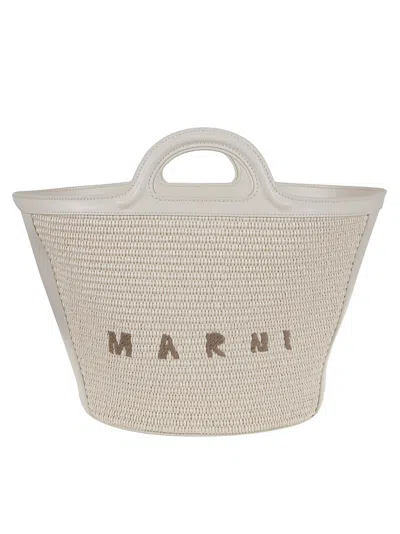 Marni Borsa A Mano Tropicalia Piccola In Pelle Bianca Donna In White