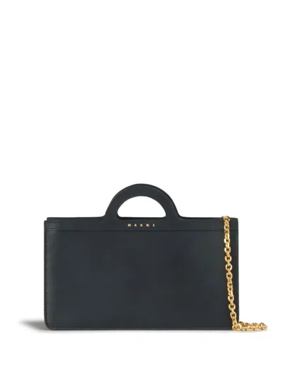 Marni Chain-link Strap Leather Bag In Black