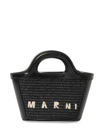 Marni Tropicalia Leather-trim Shoulder Bag In Black