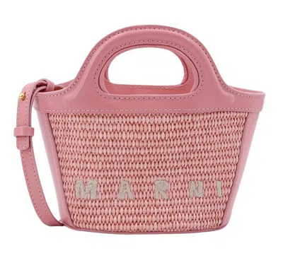 Marni Tropicalia Logo Embroidered Micro Tote Bag In Pink