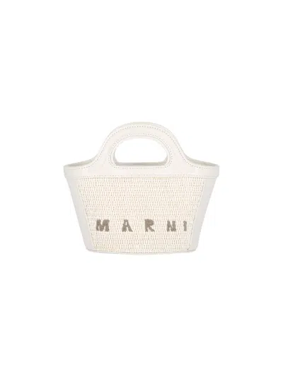 Marni Tropicalia Logo Embroidered Micro Tote Bag In White