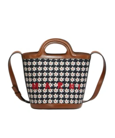 Marni Tropicalia Logo-embroidered Tote Bag In Multicolor