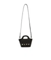 Marni Tropicalia Structured Shoulder Bag With Raffia Panels In Black