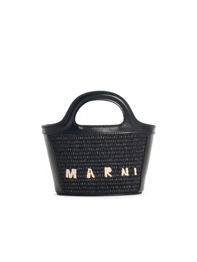 Marni 'tropicalia' Micro Bag In Brown Cotton Blend