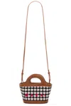 Marni Black Canvas Tropicalia Micro Bag With Daisy Print In Red  White  & Black