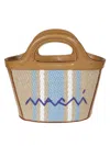 Marni Women Multicolor Canvas And Leather Micro Tropicalia Handbag In Beige