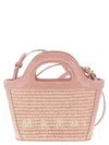 Marni Tropicalia Micro Hand Bag In Rose-pink Raffia In Pink