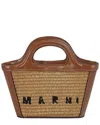 Marni Tropicalia Micro Leather-trim Tote In Brown