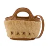 Marni Structured Micro Handbag With Plush Texture In Brown