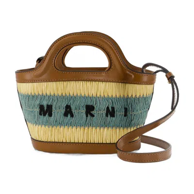 Marni Tropicalia Micro Shopper Bag In Beige