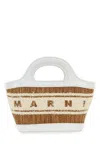 Marni Borsa A Mano Tropicalia Summer Micro Bicolor In Rafia E Pelle Donna In White