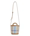 Marni Striped Shoulder Bag With Adjustable Strap And Handles In Beige