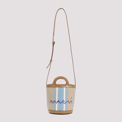 Marni Tropicalia Mini Bucket Handbag In Cigar Opal Lily White