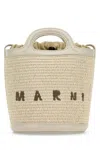 Marni Ivory Leather And Raffia Tropicalia Bucket Bag